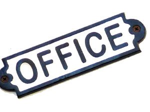 Cast Iron "OFFICE" Sign Plaque Door Wall Fence Post Cafe Shop Pub Hotel Bar Work B/White Vintage Finish 170mm #521