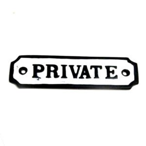 Cast Iron "PRIVATE" Sign Plaque Door Wall Cafe Shop Pub Hotel Bar Work B/White Vintage Finish 115mm #6068