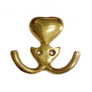 Brass Heart Hook DBL 65mm #6189