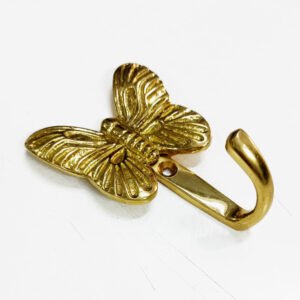 Brass Coat Hook Butterfly Shaped 60mm #6200 Polish Brass