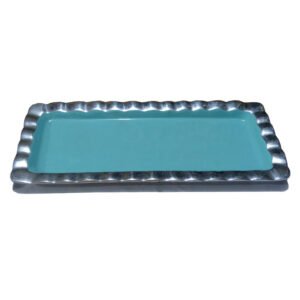 Silver Tray Decorative Serving Plate Dessert Plate Candy Dry Fruit Snack Dish Whether holding food, dessert, or jewelry, even your makeups, this plate does a good job 505mm #6274