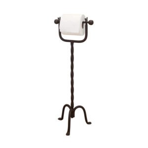 Wrought Iron Freestanding Toilet Roll Holder with Top Storage Shelf, Toilet Paper Holder Stand, Toilet Paper Roll Holder with Reserve, Floor Standing Toilet Roll ,Black Finish 660mm #6346
