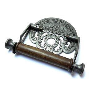 Cast Iron Traditional Design Borough of London WC1 Patent Pending Vintage Victorian Mounted Toilet LOO Roll Holder Natural Finish 190mm #6349