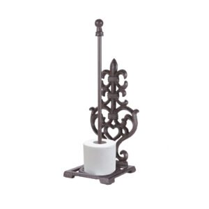 Hand Forged Iron Toilet Paper Holder Stand, Bathroom Toilet Tissue Paper Roll Storage Freestanding Tissue Roll Holder Industrial Toilet Paper Dispenser Holds Paper Rolls #6359