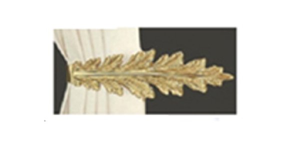 Brass Drapery & Curtain Tie Holdbacks Palm Leaf design #6374