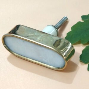 Cabinet Knob Brass Marble 53mm #6666 (Set of 6 Pcs)