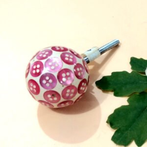 Cabinet Knob Handle Handicraft Studded Buttons in Wood 32mm #6802 (Set of 6 Pcs)