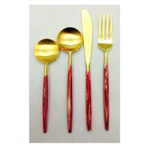Brass 4 Pc Set Of Spoon Fork #6825