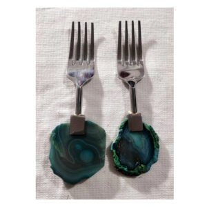 Steel 2 Pc Table Fork Set With Agate Handles #6835