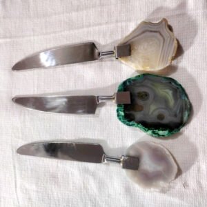 Steel 3 Pc Cutlery Set Of Butter Knifes With Agate Handle #6837