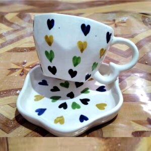 CERAMIC FANCY HEARTDESIGN TEA CUP SAUCER SET # 6851