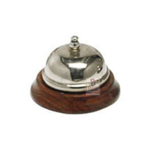 Brass Vintage Bell Table Décor Silver Finish On Wooden Brass #6855