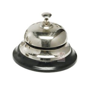 Brass Vintage Signature Desk Bell On Black Wooden Base Table Doer Calling Bells Silver Finish #6860