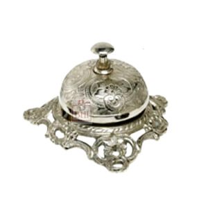 Brass Ornate Desk Bell Triangles Table Décor Calling Bells Silver Finish #6861