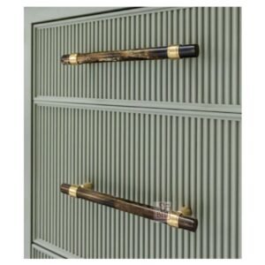 Kitchen Cabinet Drawer Handles Horn Style Resin with Brass Legs #6865 (Set of 4 Pcs)