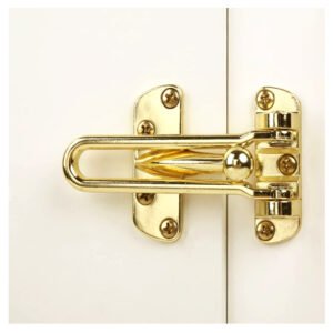 Door Lock for Front Door, Swing Bar Door Lock Polish Brass Finish Alloy Anti-Theft Door Guard Latch for Front and Inside Door Reinforcement Door Stopper for Hotel Home Safety ‎120mm #7022