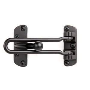 Door Lock for Front Door, Swing Bar Door Lock Black Powder Coated, Chrome & Polish Brass  Finish Alloy Anti-Theft Door Guard Latch for Front and Inside Door Reinforcement Door Stopper for Hotel Home Safety 120mm #7022