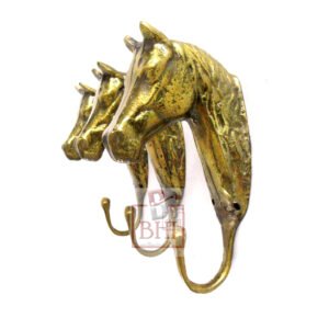 Brass Equine Horse Hook Dutch style "Horse-Head" #7043 Antique Brass and Shiny Gold Finishes