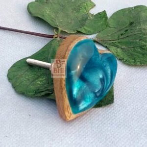 Cabinet Knob Resin Wood Turcoise Color 50mm #7204 (Set of 6 Pcs)