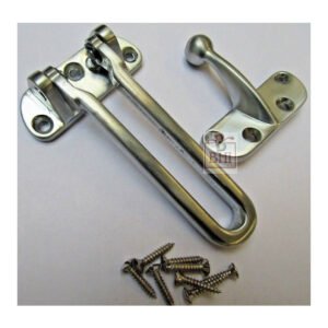 Door Lock for Front Door, Swing Bar Door Lock Chrome,Polish Brass & Black Powder Coated  Finish Alloy Anti-Theft Door Guard Latch for Front and Inside Door Reinforcement Door Stopper for Hotel Home Safety 170mm #7280