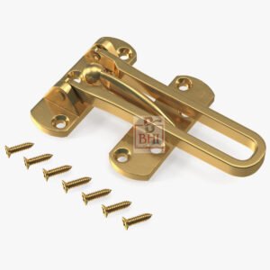 Door Lock for Front Door, Swing Bar Door Lock Polish Brass Finish Alloy Anti-Theft Door Guard Latch for Front and Inside Door Reinforcement Door Stopper for Hotel Home Safety 135mm #7281