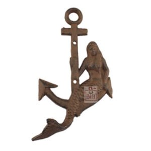 Cast Iron Animal Coat Hook"Mermaid" Style 175mm #7446 Antique Finish