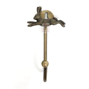 Cast Iron Animal Coat Hook"RUNNING RABBIT" Style 130mm #7473 Antique Finish