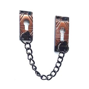 Door Chain Lock, Brass Door Guard Anti-Theft Press Lock, Chain Door Guard Lock Latch Sliding Lock for Hotel Home Living Motel Apartment Bedroom, Antique Finish #7504