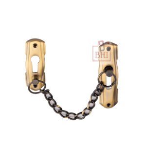 Door Chain Lock, Brass Door Guard Anti-Theft Press Lock, Chain Door Guard Lock Latch Sliding Lock for Hotel Home Living Motel Apartment Bedroom, Brass Antique Finish # 7506