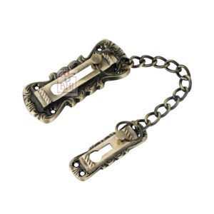 Door Chain Lock, Brass Door Guard Anti-Theft Press Lock, Chain Door Guard Lock Latch Sliding Lock for Hotel Home Living Motel Apartment Bedroom, Brass Antique Finish 180mm #7507