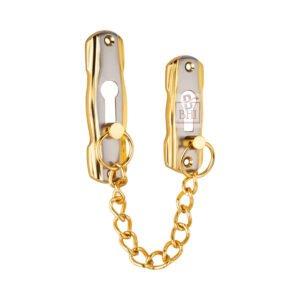 Door Chain Lock, Brass Door Guard Anti-Theft Press Lock, Chain Door Guard Lock Latch Sliding Lock for Hotel Home Living Motel Apartment Bedroom, Brass Silver Gold Finish #7509