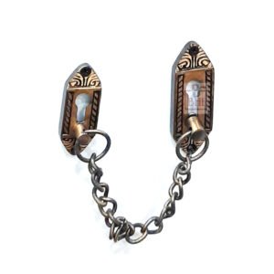 Door Chain Lock, Brass Door Guard Anti-Theft Press Lock, Chain Door Guard Lock Latch Sliding Lock for Hotel Home Living Motel Apartment Bedroom, Antique Finish #7511