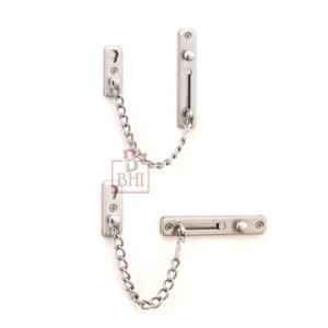 Door Chain Lock, Brass Door Guard Anti-Theft Press Lock, Chain Door Guard Lock Latch Sliding Lock for Hotel Home Living Motel Apartment Bedroom, Silver Finish # 7514