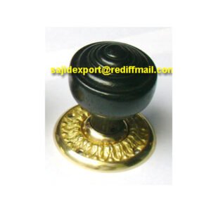 Black Beehive Door Knob Reeded On Brass Rosette #7696