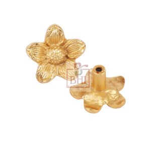 Cast Iron Cabinet Knob Flower Shape #7565 Polish Brass (Set of 6 Pcs)