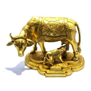 Brass Cow And Calf Statue 17mm #7595