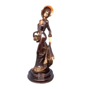 Brass Lady With Basket A Handmade Metal Craft With Antique Finish Sculpture Art Brassware 350mm #7602