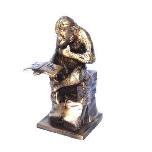 Brass Sitting Book Reading Monkey By Aakrati 175mm #7608