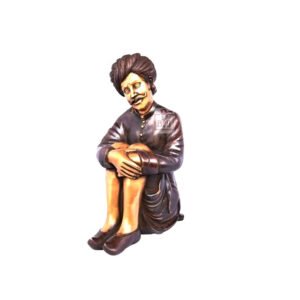 Traditional Sitting Man Portrait Made By Indian Craftsman Made In Brass 250mm #7612