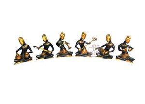 Brass Sitting Musician Set of 6 for Décor and Gift 150mm #7618
