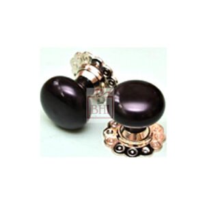 Ceramic+Brass Door Knob On Brass Rose 55mm #