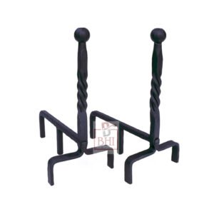 Hand Forged Iron Fire Andirons Twist Ball (Firedogs) 475mm #7705