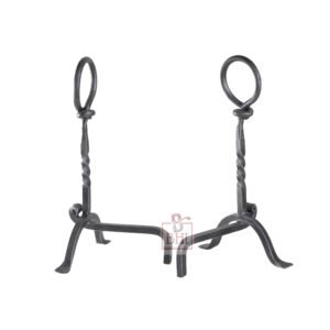 Hand Forged Iron Fire Andirons Twist Ring (Firedogs) 400mm #7707