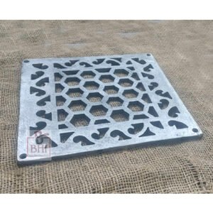 Brass Hardware India Supply Manufacturing Black Air Vent Cover Grille Floor Heat Vent Register Grille Heavy Cast Iron Design Rustic Duct Cover Overall Natural Lacquer Finish 200mm #7714