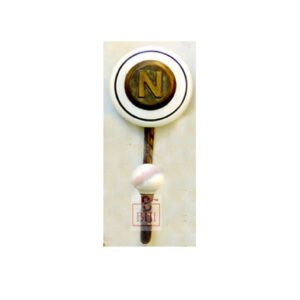 Iron Coat Hook with Number Gold line Ceramic Button Tile with Letter "N"  180mm #778