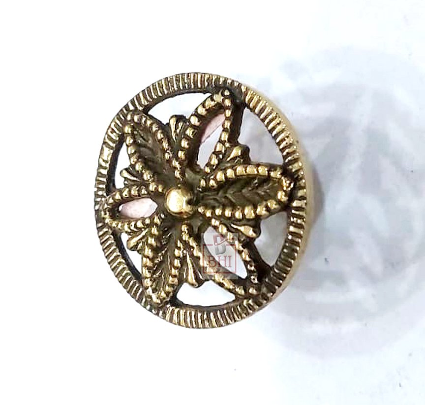 Cabinet Knob Brass 35mm Dia #7809
