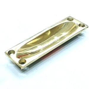 Traditional Vintage Polished Brass Flush Pull Door Handle Sliding Door Flush Handle with Fixing Screw for Drawer Cabinet Wardrobe Sliding Doors 85mm #7814