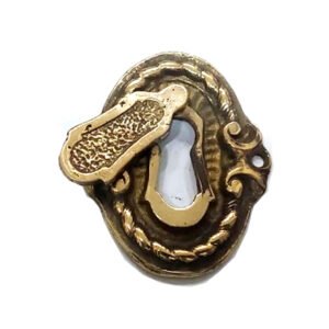 Brass Victorian Standard Profile Keyhole Closed Covered Lock Swing Cover Plate Escutcheon Brass Antique Finish 50mm #7843