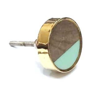 Cabinet Knob Wood & Brass 40mm #7929 (Set of 6 Pcs)