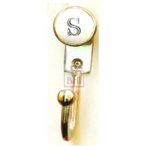 Iron Coat Hook with Number Ceramic Button Tile with Letter "S" 120mm #795